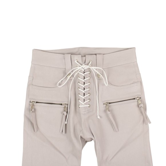 UNRAVEL PROJECT Ice Gray Leather Lace-Up Front Cropped Pants Size 27 $2170 - Picture 2 of 4